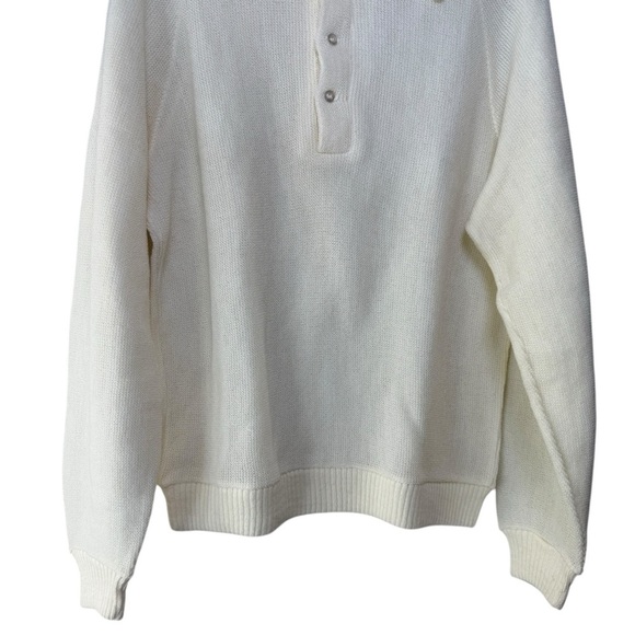 SOLD Vintage Knit Polo Sweater Size Large White Cream Wool Blend Jantzen 60s 70s - Picture 2 of 8